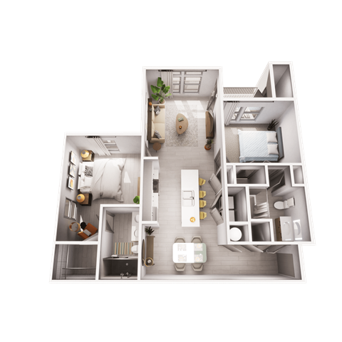 2 bedroom 3D plan